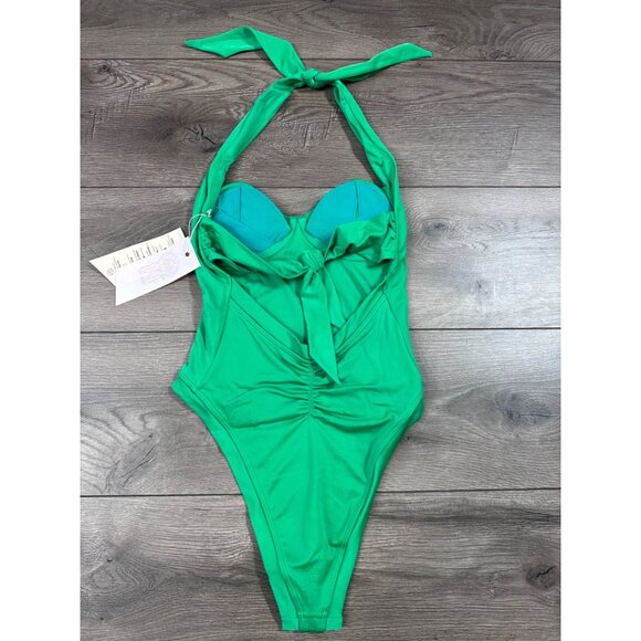 We Are HAH Swimsuit Bodysuit Free People Pull It Thru Bodycon Green Small NWT - Picture 5 of 9